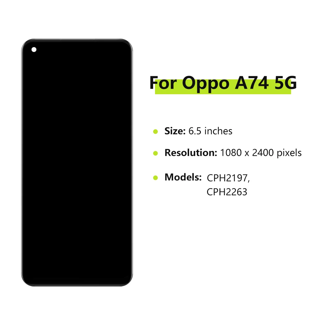 6.5\'\' Screen For OPPO A74 5G CPH2197 CPH2263 LCD Display Touch Screen Digitizer Assembly Replacement For OPPO A74 5G LCD