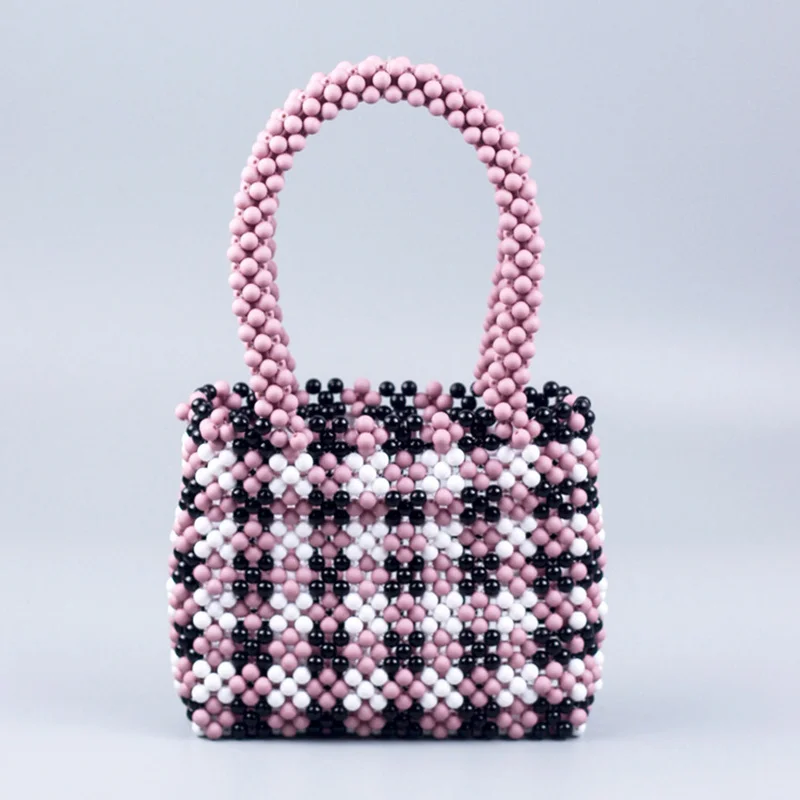 

New Acrylic Color Matching Tote Bags for Women Large Capacity Pink Jelly Purse Beaded Fashion Ladies Clutch Pvc Transparent