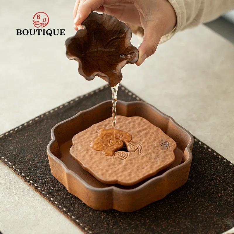 

Coarse Pottery Kettle Stand Old Rock Clay Cloud Jianshui Pot Coasters Ceramic Handmade Tea Pot Holder Kung Fu Tea Set Supplies