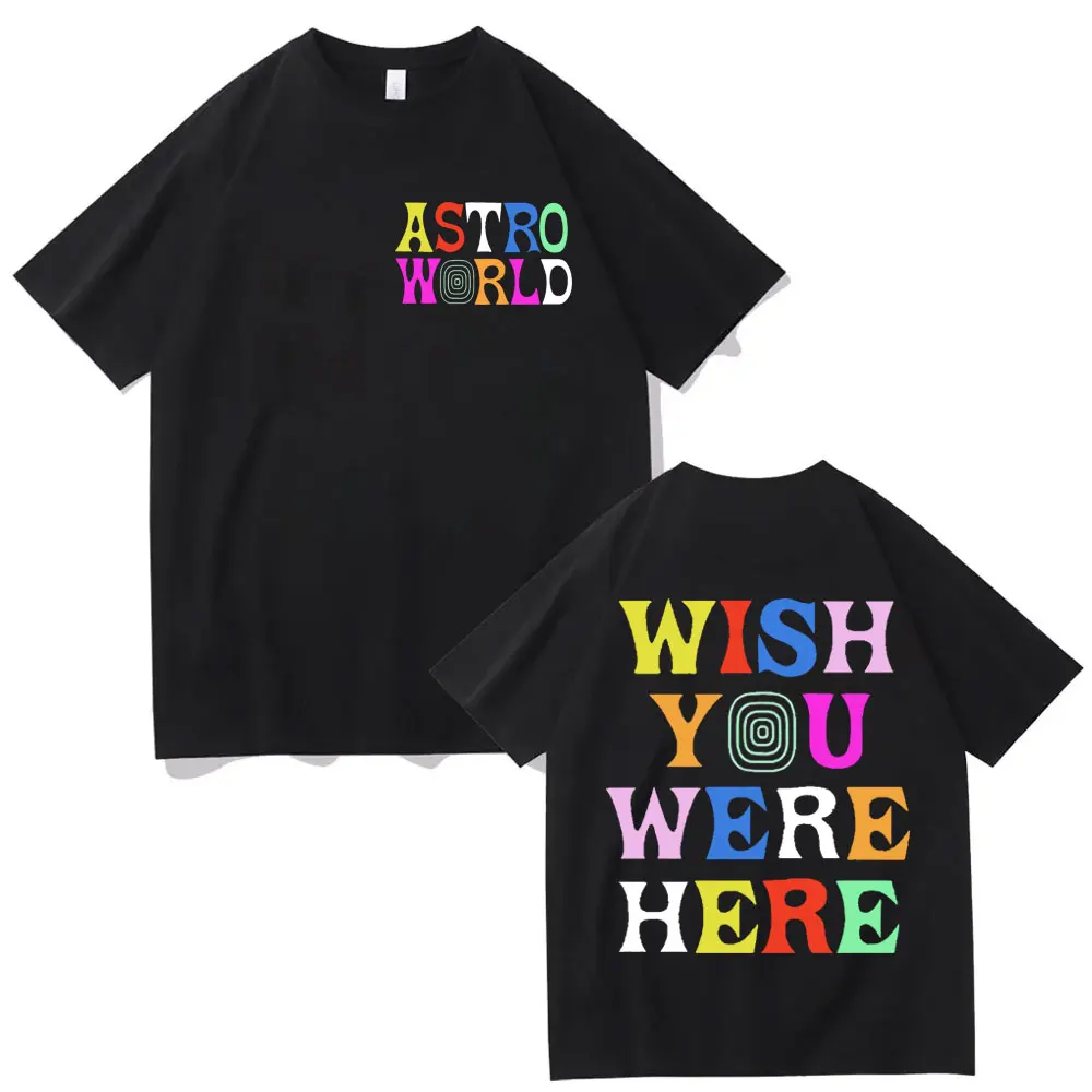 Rapper Cactus Jack Astroworld Album Print T-shirt Harajuku Hip Hop Y2k Clothing T-shirts Men Women Casual Fashion Loose T Shirts