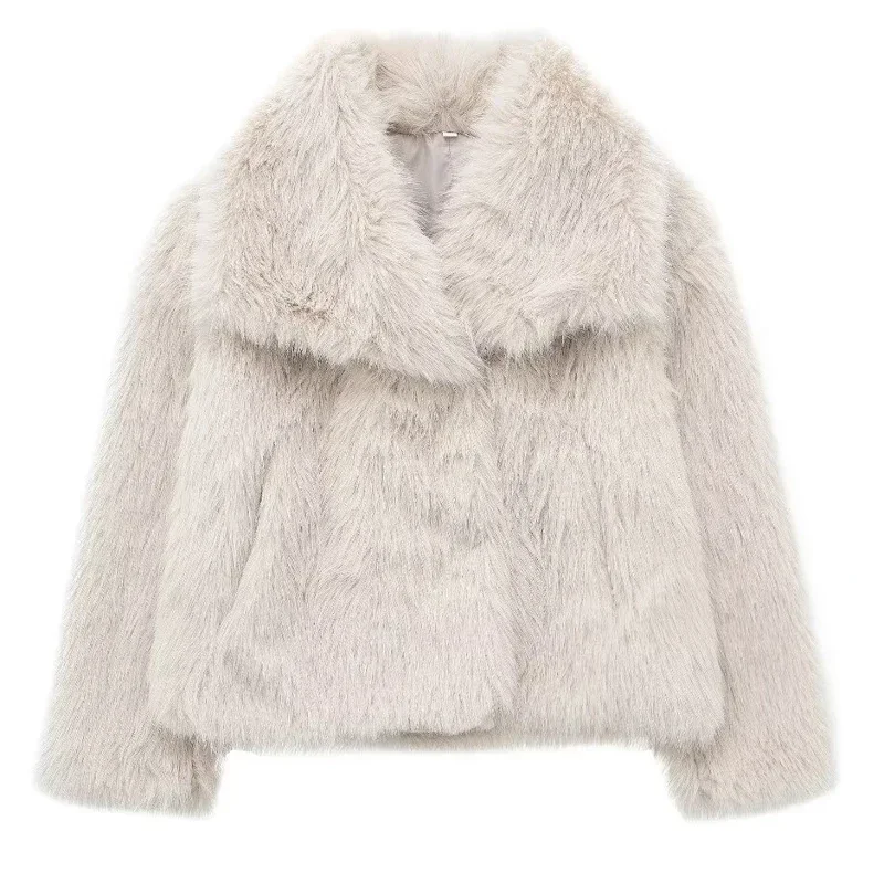 

2025 Woman Autumn Winter Faux Fur Coat Plush Fluffy Women's Jacket New in Outerwears Coats Women's Clothing Jackets Coats