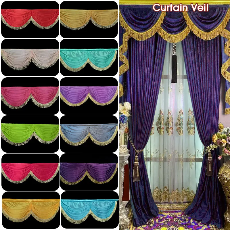 

5M Wedding Party Background Drapes Valance Panel Hotel Backdrop Curtain Swag Stage Decor Curtain Head Drapery Ice Silk Swag
