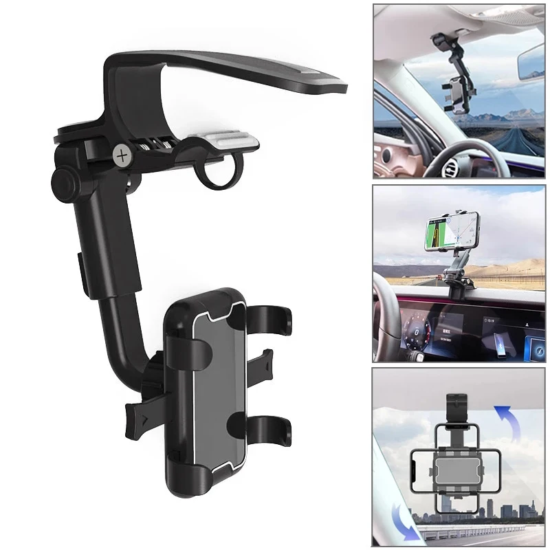 Sun Visor/Dashboard Phone Holder Car Phone Holder Mount 360 Degree Rotation Smartphone Stand Cell Phone Clip Support Universal