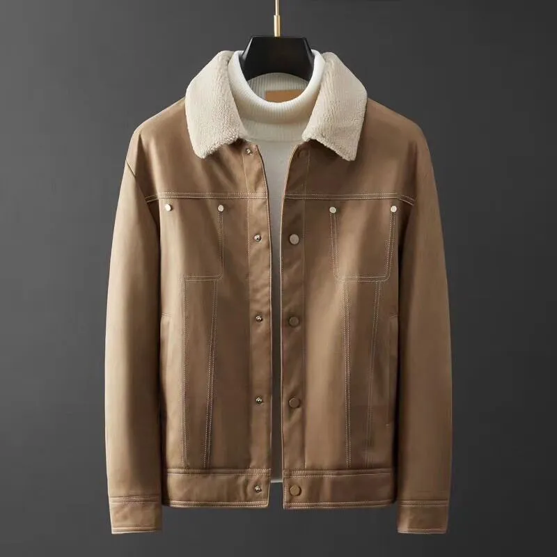 Winter new handsome youth suede jacket imitation lamb wool lapel thickened warm jacket