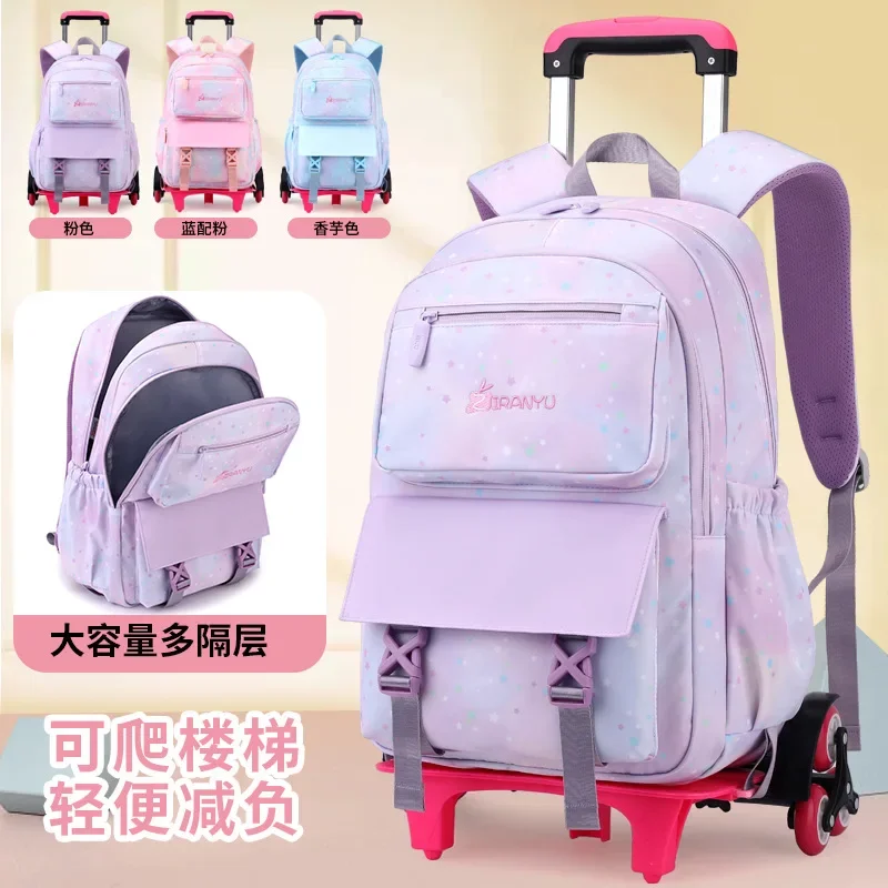 School Wheeled Backpack For Girls School Bag With Wheels Trolley Bag Rolling Student Backpack Travel Bags Kids School Bag