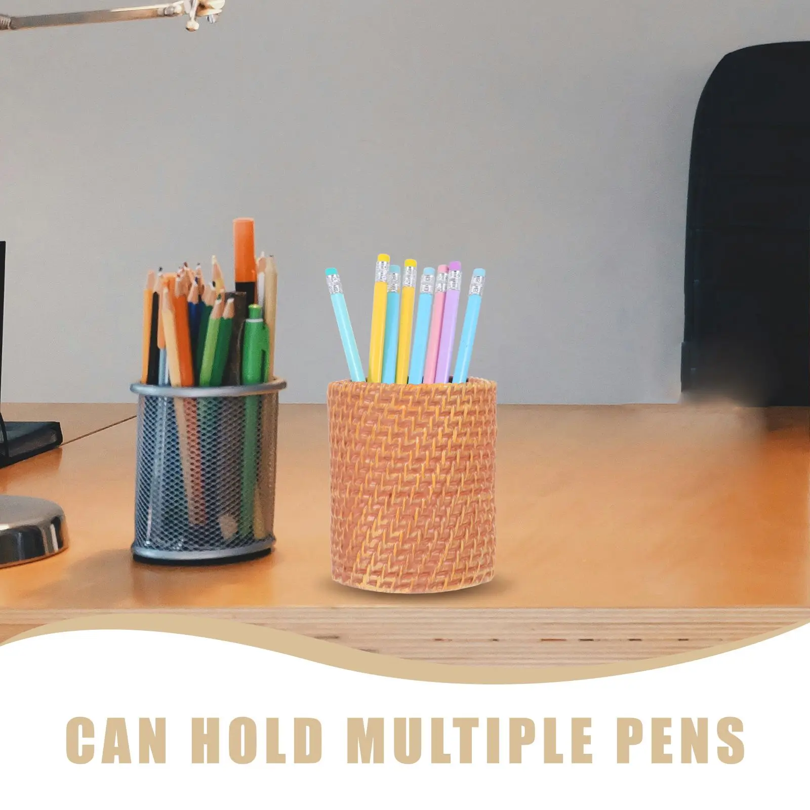 Simulated Rattan Holder Flower Vase Cylinder Desk Organizer Makeup Brush Small Flower Vase Cup Storage Container