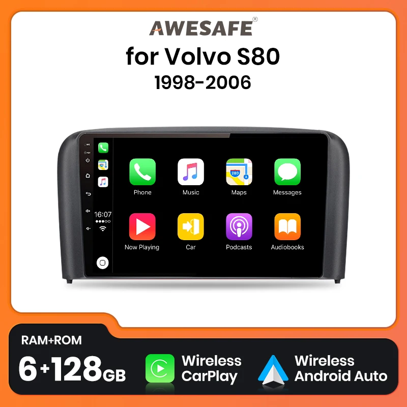 AWESAFE PX9 Plus Car Radio For Volvo S80 1998 - 2006 wireless CarPlay Android Auto No 2 din 2din DVD