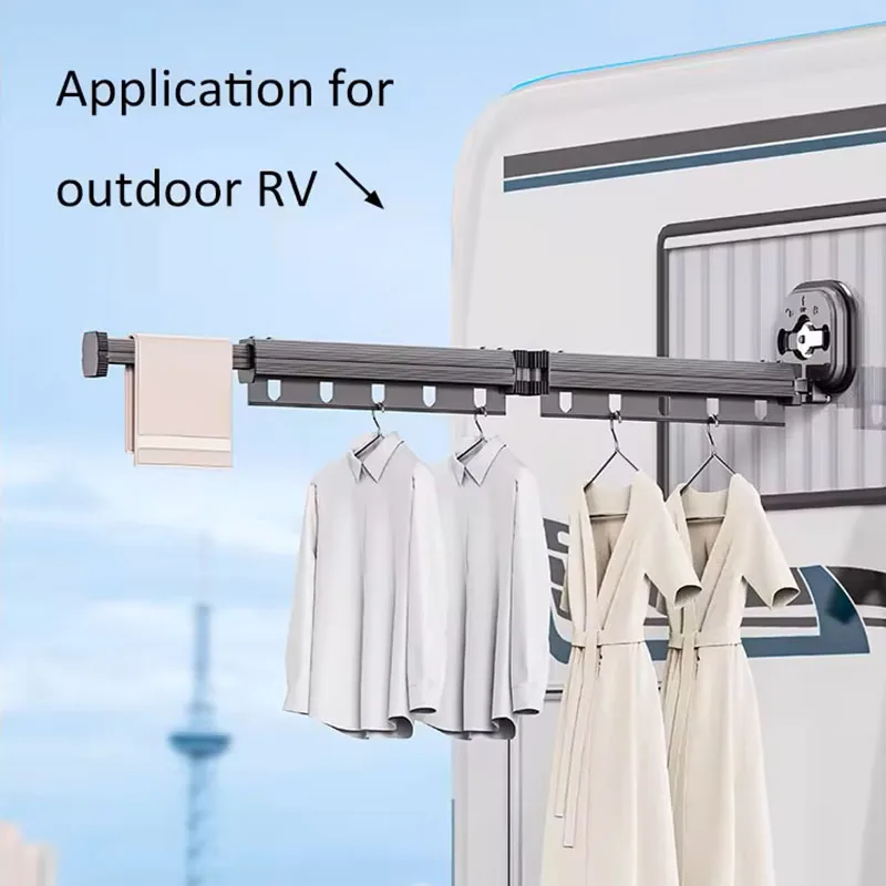 Wall-Mounted Foldable Clothes Drying Rack Aluminum Alloy Suction Cup Clothes Drying Pole Perfect for Bbathroom Balcony