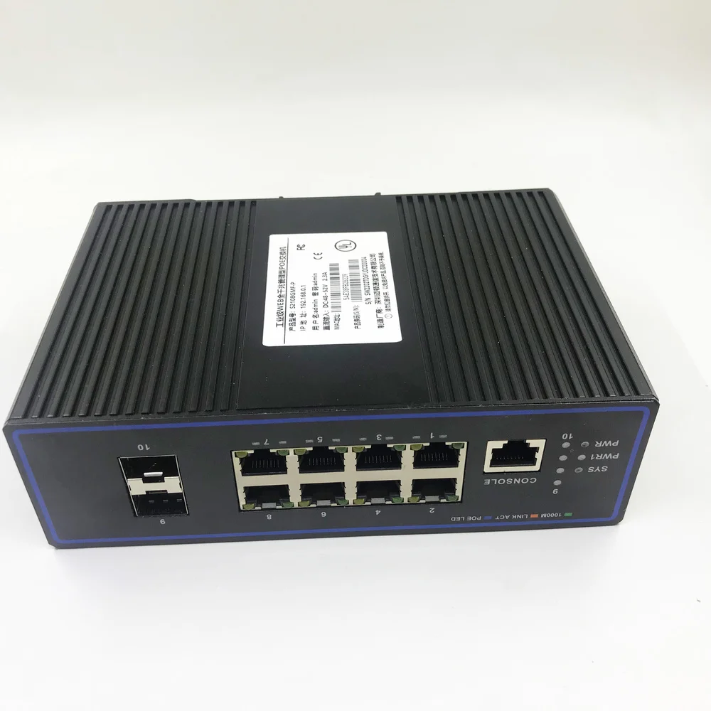 8 port 1000M industrial managed switch POE switch 10/100/1000M 2SFP ndustrial grade switch network VLAN 192.168.0.1 web managed