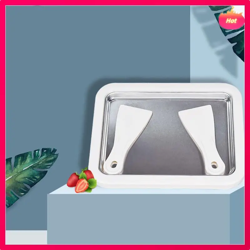 Ad-máquina de sorvete iogurte congelado pan mini máquina de iogurte frito rolado fabricante de sorvete com 2 espátulas fritar placa de gelo