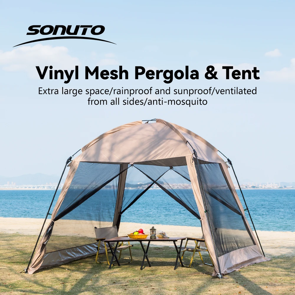 Sonuto Tent Outdoor Camping Picnic Summer Camping Awning Family 4-8 People Outdoor Sun Protection Cover Pergola Canopy