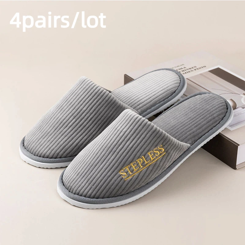 

4Pairs/Lot Mix Colors Men Women Disposable Hotel Slippers Cotton Slides Home Travel SPA Slipper Hospitality Cheap Footwear