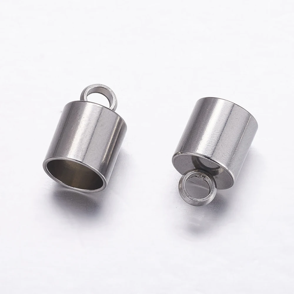 

100~200pcs 4/5/6/7/8/10mm 304 Stainless Steel Cord Ends End Caps for jewelry making DIY Bracelet Necklace End Connector