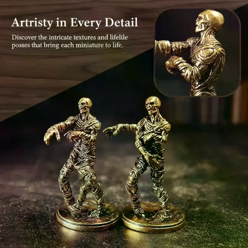 Brass Made Zombie Statue Corpse Shape Figurine Vintage Golden Metal Walking Dead Miniature Display With Base Home Decor Ornamen