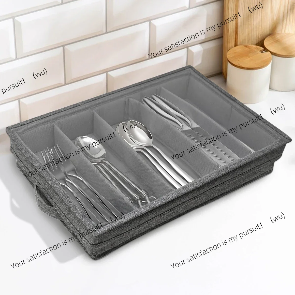 

Чехол для хранения столовых приборов, 5 отделений с крышкой, складной ящик для хранения посуды, портативный ящик для хранения столовых приборов с ручкой для домашней кухни