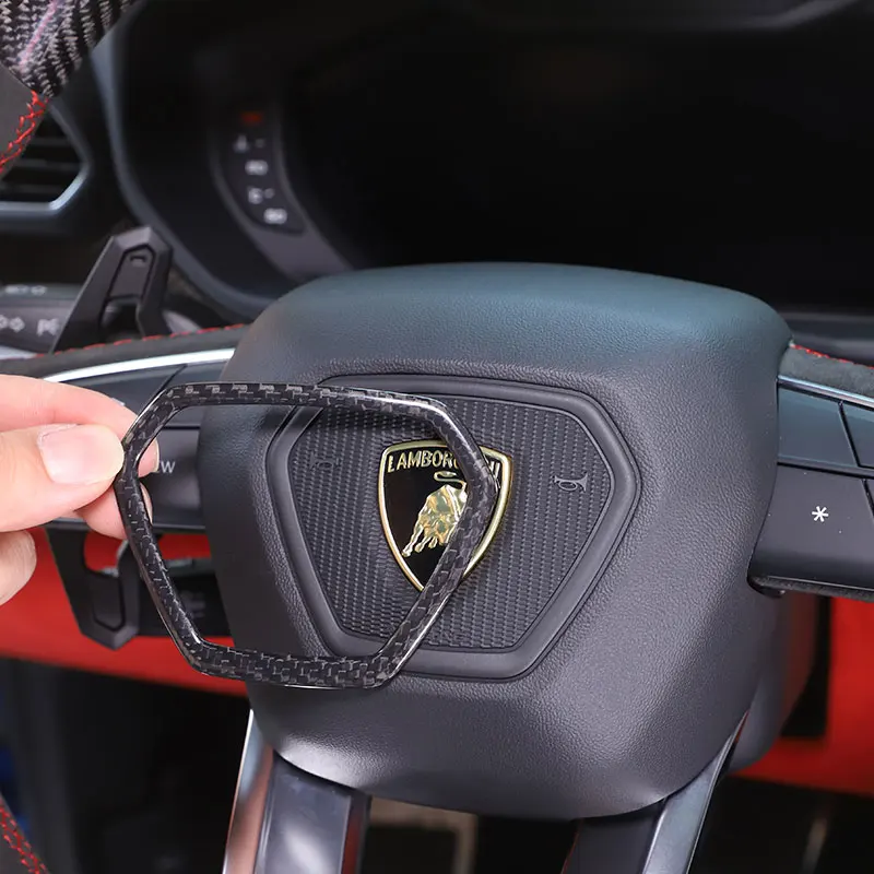 For Lamborghini URUS 2018 2019 2020 2021 real carbon fiber Car Steering Wheel Frame Cover Trim Car  Accessories  interior