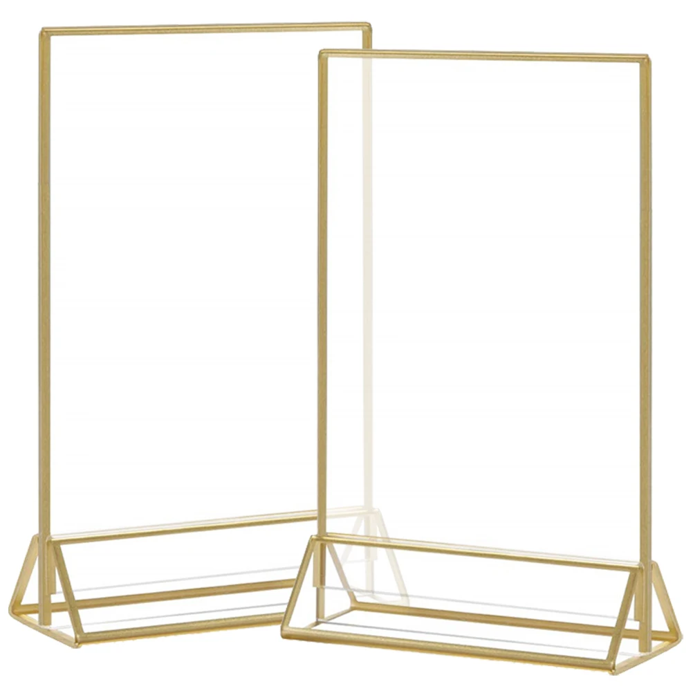 

2pcs Transparent Acrylic Table Number Sign Holder 4X6 Inch Scratch Resistant Wedding Banquet Seat Signs Display Tabletop
