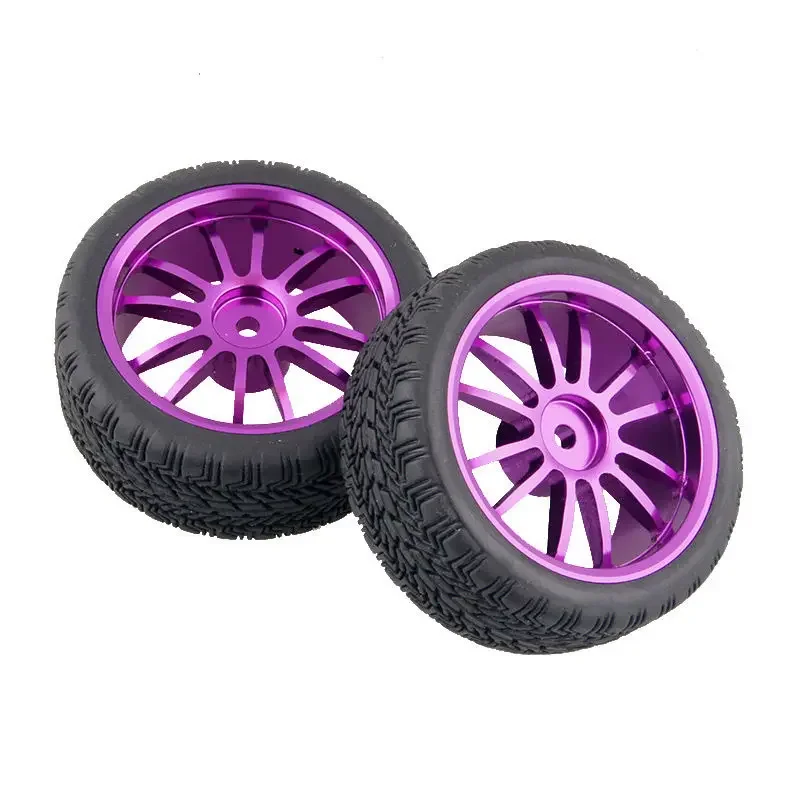 RC 123 Purple Aluminum Wheel Rubber Tires Fit for HSP HPI 1:10 On-Road Car