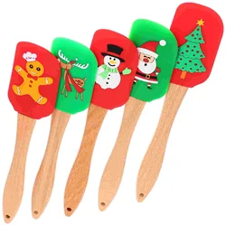 5 Pcs Premium Silicone Cream Scraper Baking Tools Multi Functional Pastry Spatula Kitchen Utensils Christmas Accessories