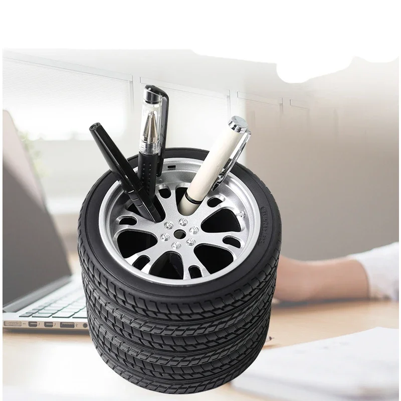 

New 2024 Tire pen holder office supplies desktop pen holder imitation tire shaped pen holder storage desktop decoration ornament