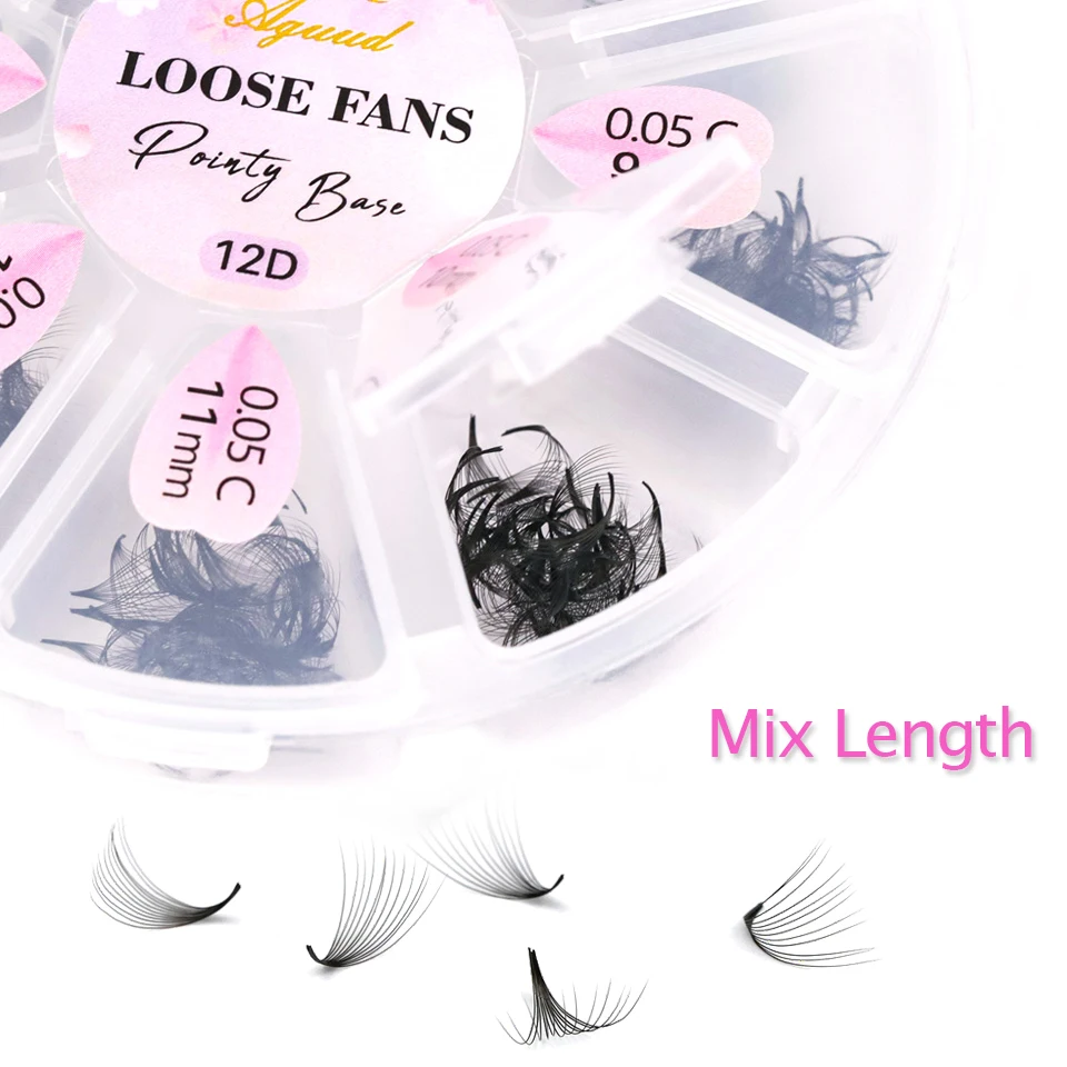 AGUUD 300/500/1000 Fans Slim Narrow Sharp Stem Premade Volume Lash Loose Fans Promade Thin Pointy Base Pre Fanned Lash Extension