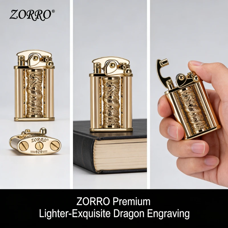 

ZORRO Creative Retro Rocker Lighter - Personality Carved Pattern, Portable Cigarette Ignition Tool, Ideal Gift for Smokers