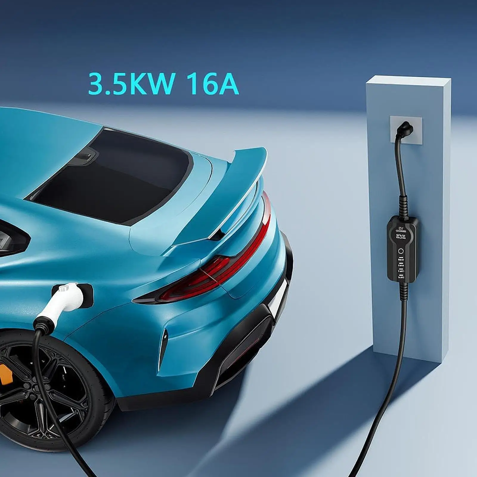 Electric Vehicle Charger Sturdy Fast Charging Compatible Replace Parts Supplies W 5M Length Cable 16A US Plug Accessories Black