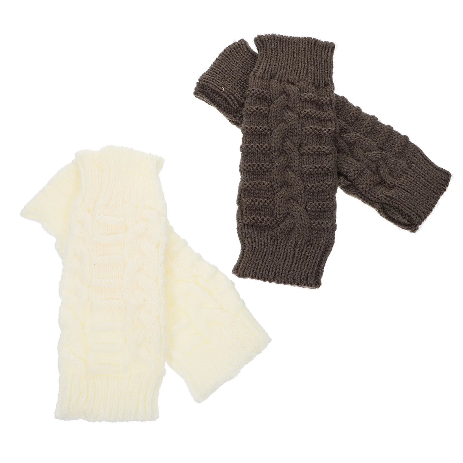 

2Pairs Warm Gloves Cold-Proof Outdoor Half-Finger Skating Thermal Knit Outdoor Thermal Gloves for Women Cover Mitts