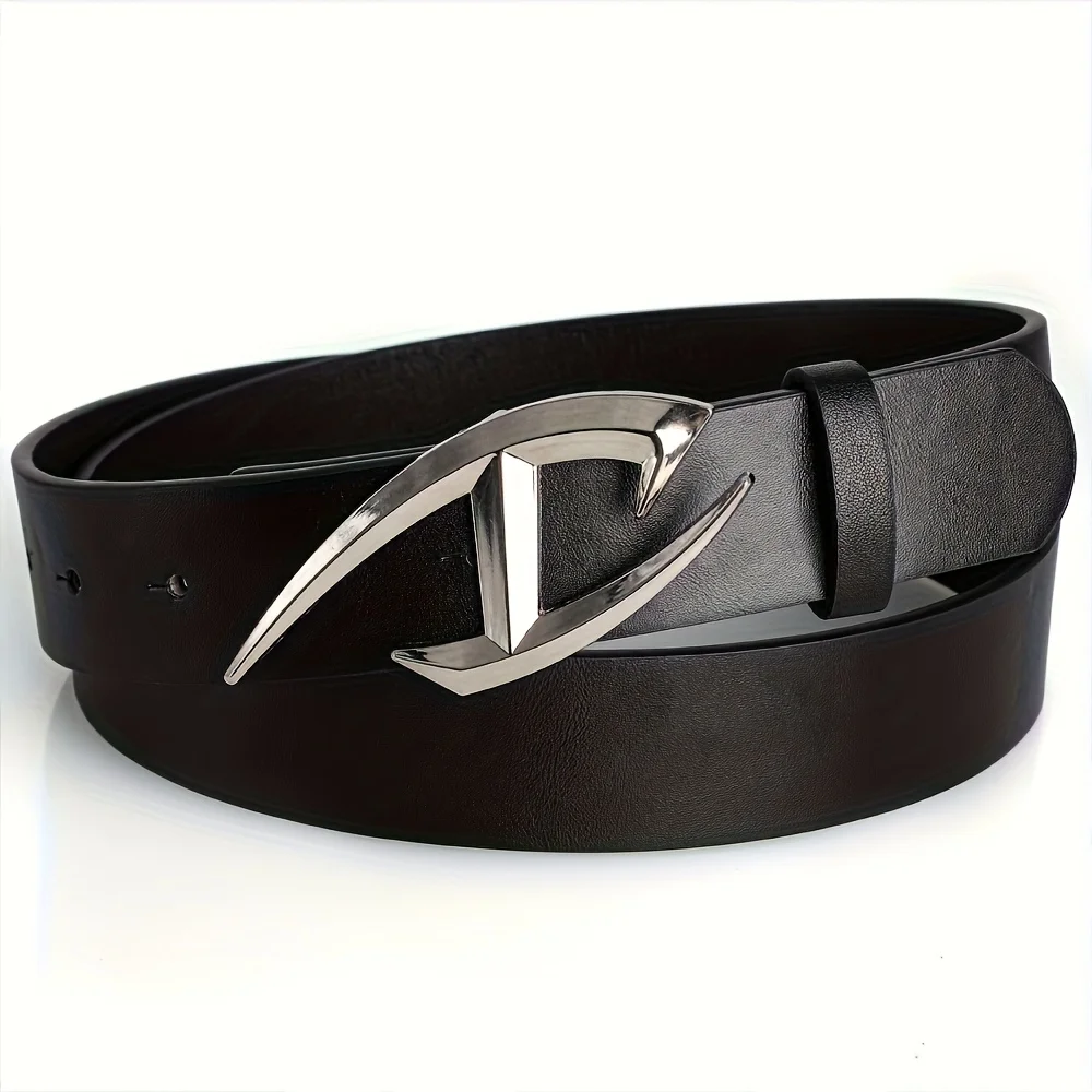 Men's Punk Belt with Alien Buckle Gothic Y2K Style PU Leather Waistband for Men Women Street Fashion Perfect to Pair with Jeans