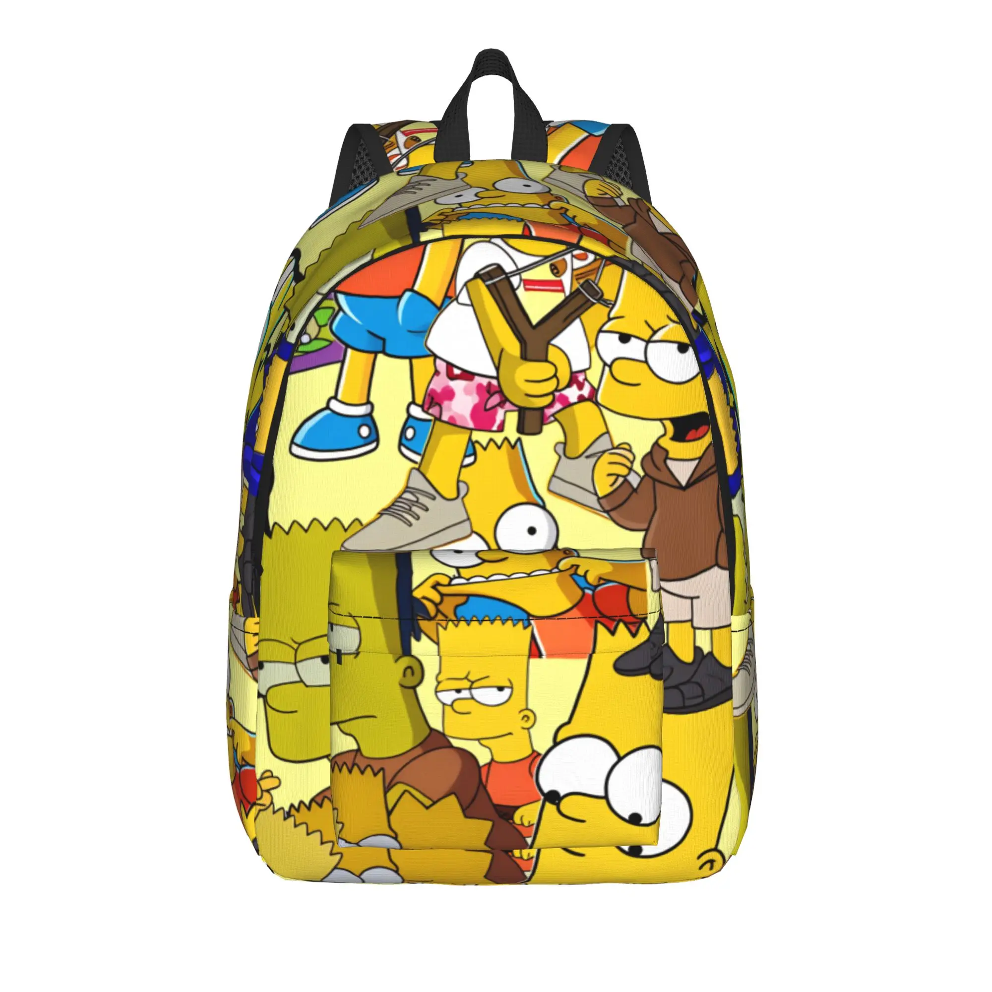 S-Simpsons Funny Bart Meme Collage Backpack  Travel Backpacks Boy Kawaii High School Bags Colorful Large Rucksack
