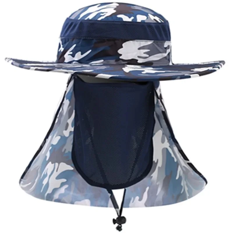 Summer Men's Camouflage Mesh Breathable Sun Hat Outdoor Hiking Travel Riding Fishing Quick Dry Anti-mosquito Sunshade Cap