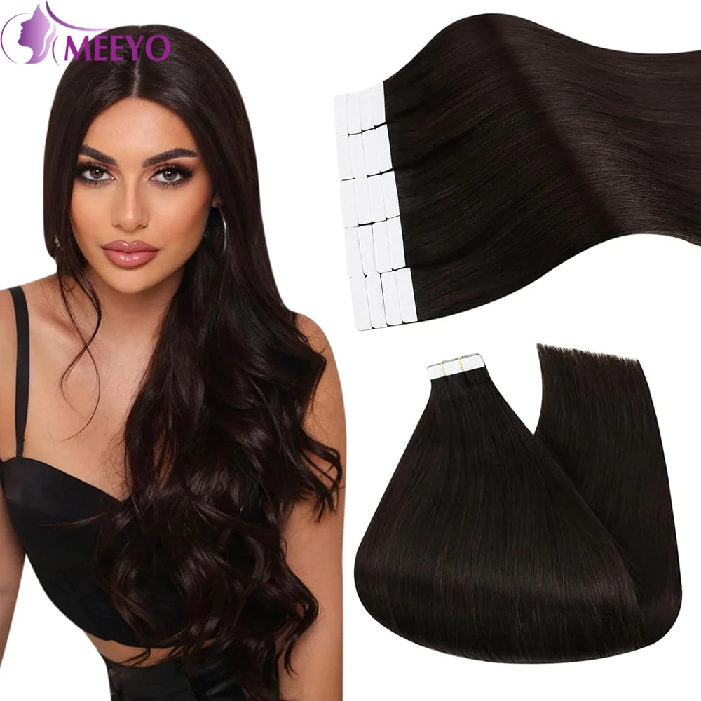 Tape In Hair Extensions Menselijk Haar Donkerbruine Kleur #2 Rechte 100% Echte Menselijke Hair Extensions 16-26 Inch Zelfklevend Naadloos