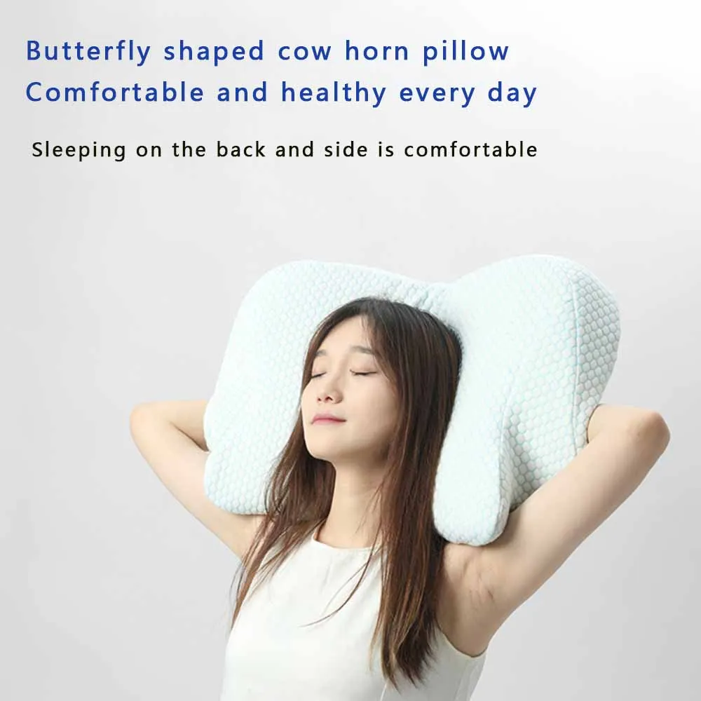 FZCSPEED Butterfly-shaped Corner Pillow, Blue Memory Foam Pillow, Regular Shape for Home Use Slow Rebound, Slow Rebound Bed Rest