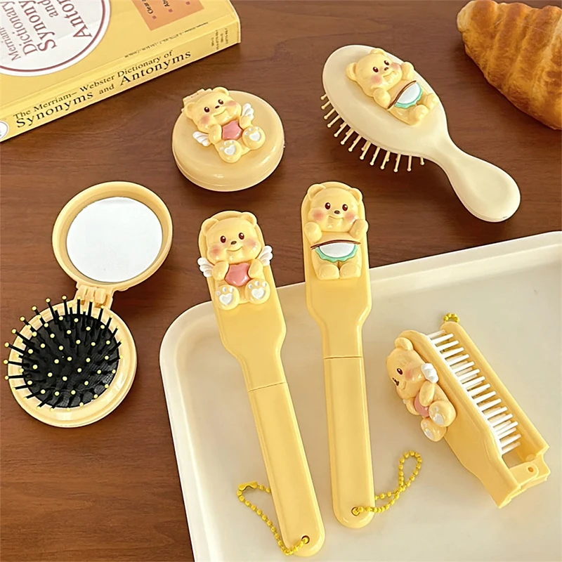 Cute Butter Bear Foldable Head Massage Combs Cartoon Portable Airbag Hair Comb Hair Brush Folding Massage Comb Styling Tools