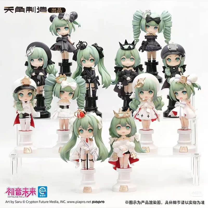 正規品-ピアプロ-カドカワ-初音ミク-ミクのチェスシリーズ-ブラインドボックス-白側＆黒側-ミニpvcフィギュアモデル-オーナメント-ギフト