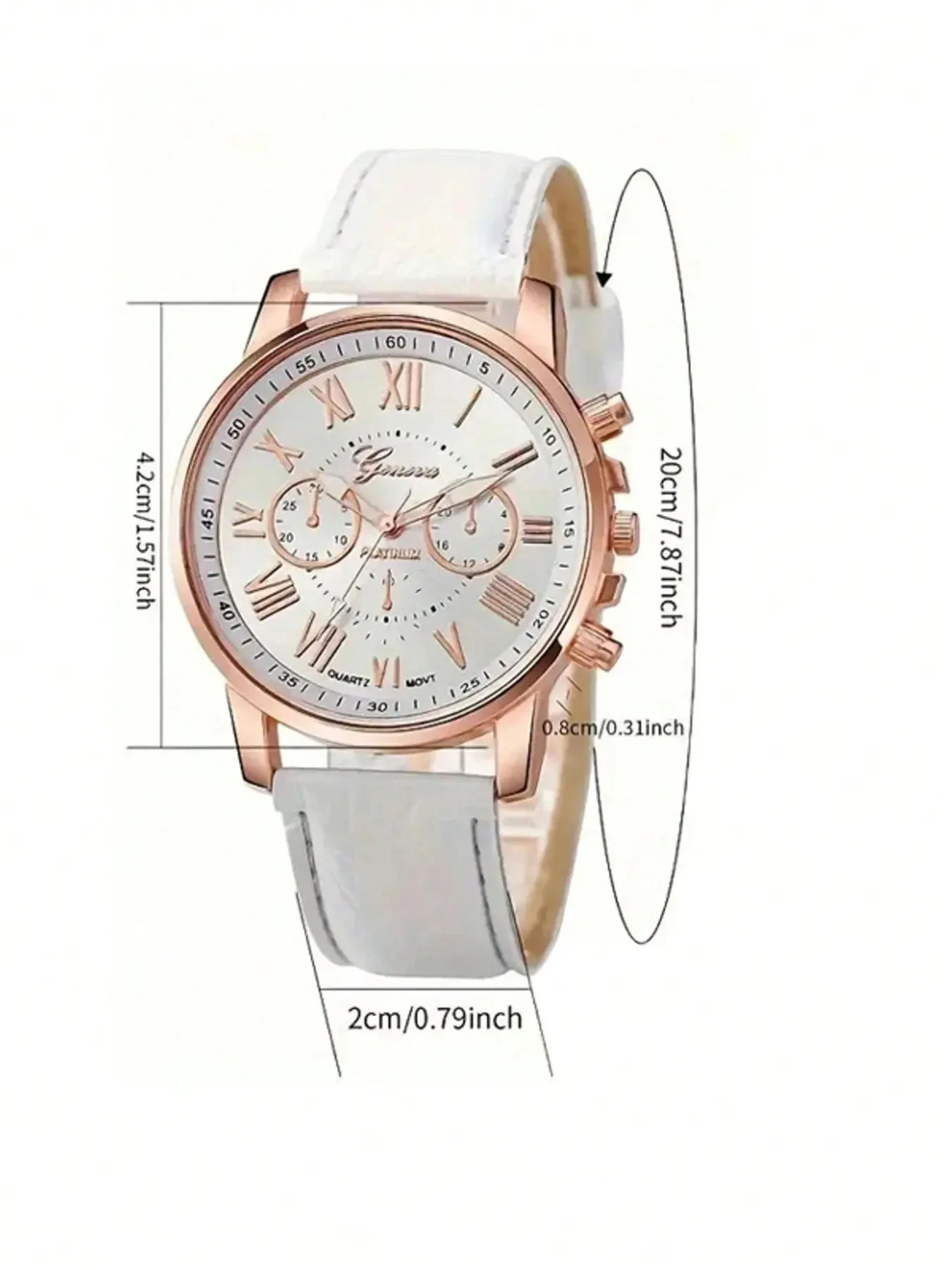 Luxury Geneva Men Quartz Watch Roman Numerals Three-eye Dial Casual Business Wrist Watch for Men, Steel & Leather Strap Male