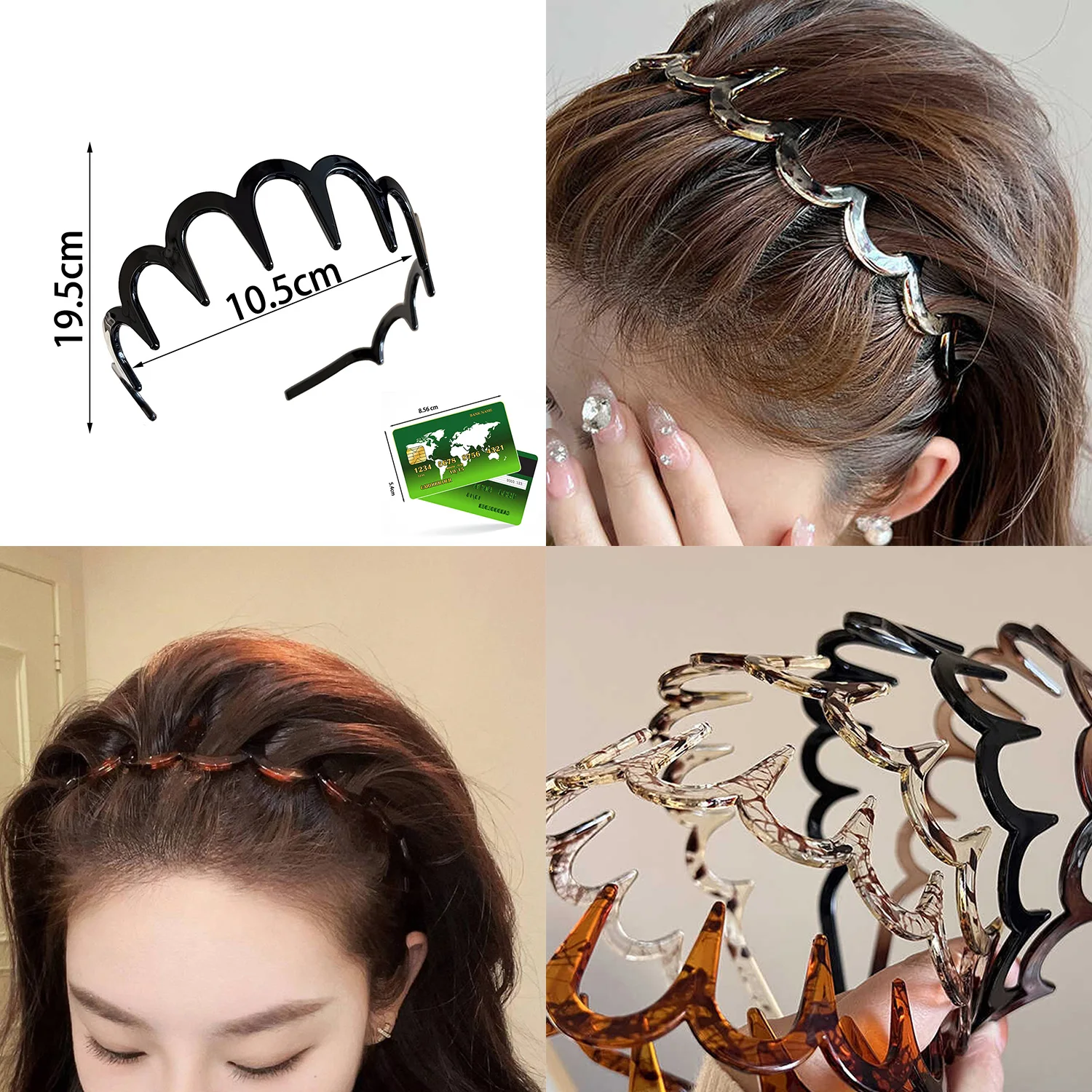 Korean Brown Resin Wave Toothed Headband For Women Girls Fashion Hair Comb Zigzag Band Notched Headband Hair Accessories