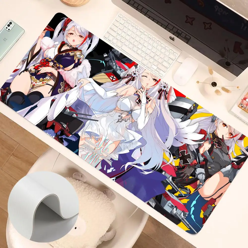 P-Prinz E-Eugen A-Azur Lane Mouse Pad Mice Pad Leather Mouse Mat PC Game Accessories Double Sided PU Desk Mats Carpet Anti-slip