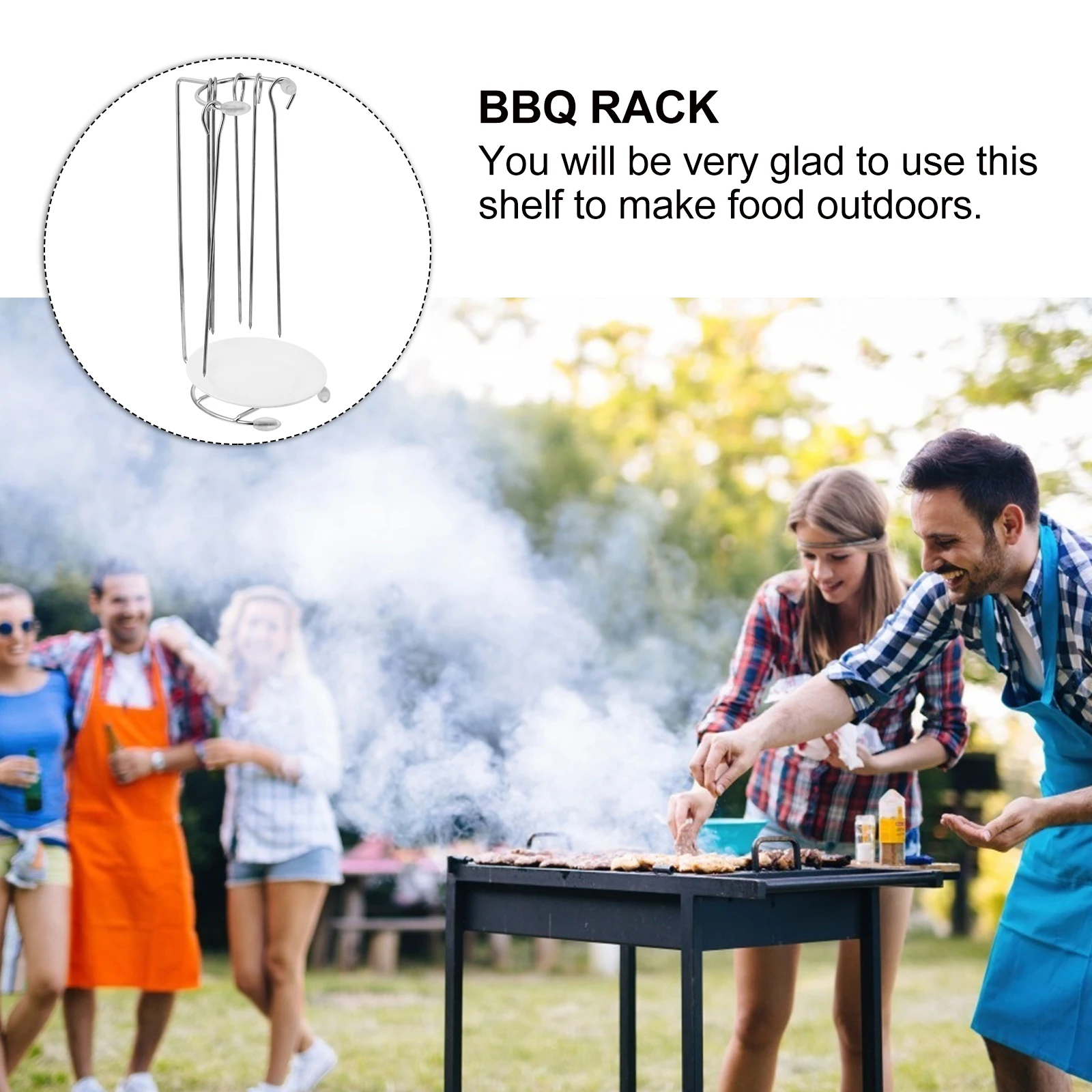 

Kebab Rack BBQ Skewer Holder Stainless Steel Grill Accessories Portable Drip Tray Practical Gift Kitchen Barbecue Tools