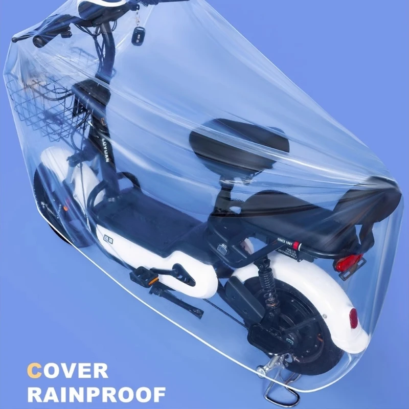 Disposable Transparent Motorcycle Cover Waterproof Enclosed Dustproof Protector Compatible for Bike Scooter Clean Secure