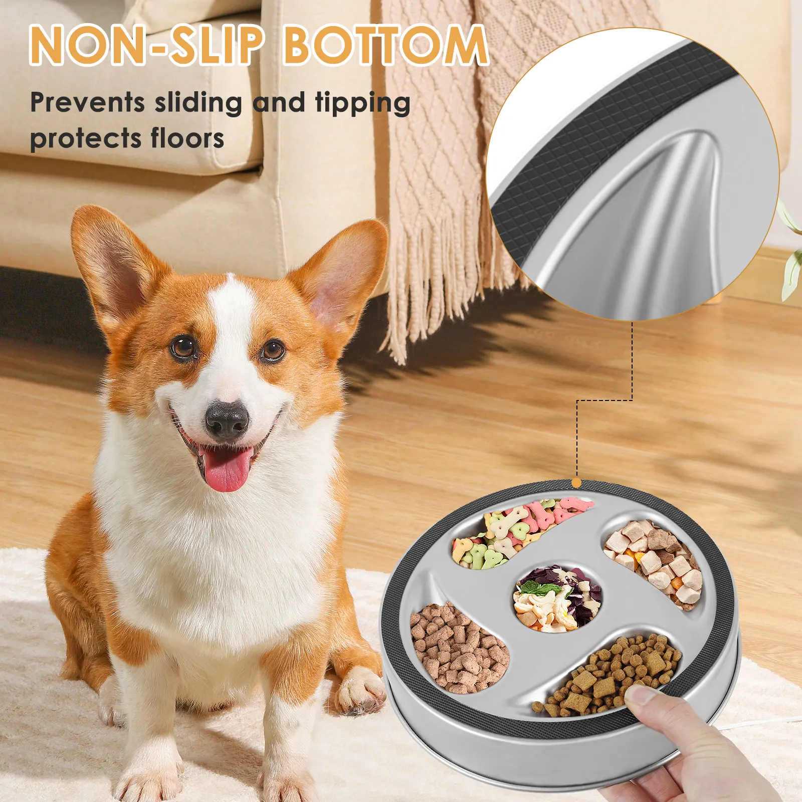 Dog Slow Feeder Bowl with Non Slip Base Stainless Steel Dog Slow Feeding Bowl Slow Eating Puzzle Dog Food Bowls 1000ML