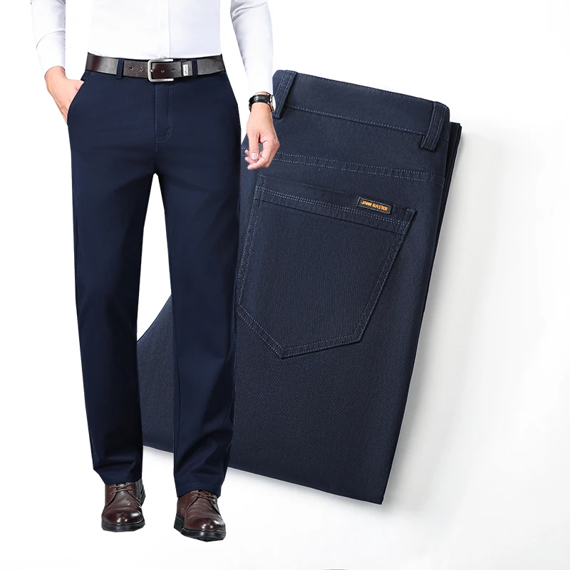 

Stretch Men's Autumn Business Casual Pants Straight Slim Fashionable Cotton Classic Solid Color Brand Male Trousers