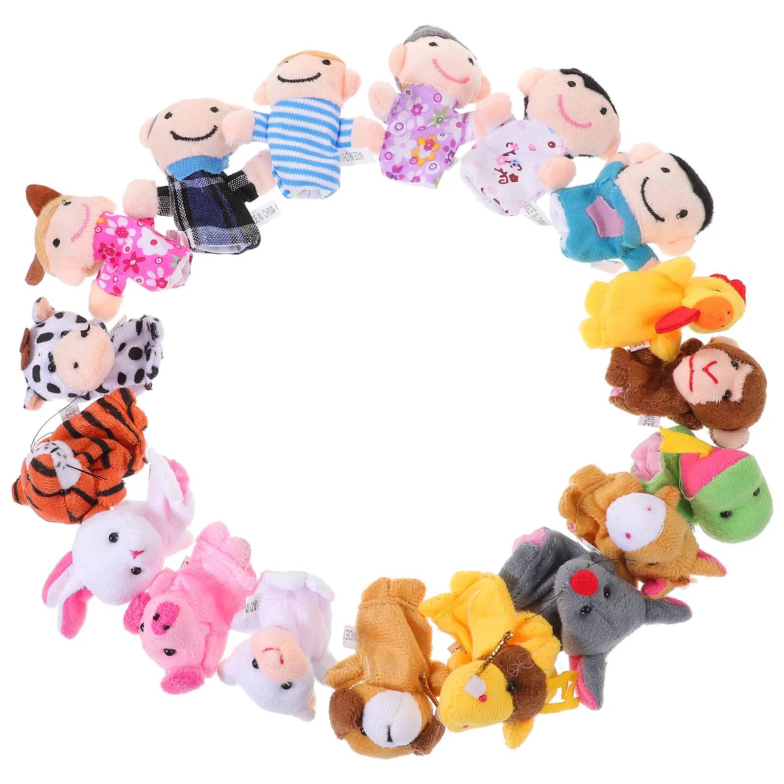 

18Pcs Finger Puppets Set Educational 12 Animals 6 Family Members Story Time Playhouse Accessories Educational Toys