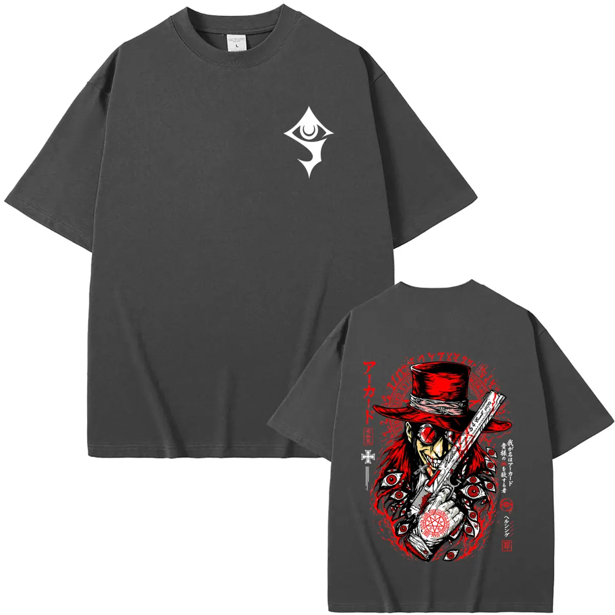 Anime Hellsing Abraham Van Helsing Vampire Alucard Graphic T-shirt Men Women 90s Manga Oversized Tshirt Male Fashion T Shirts