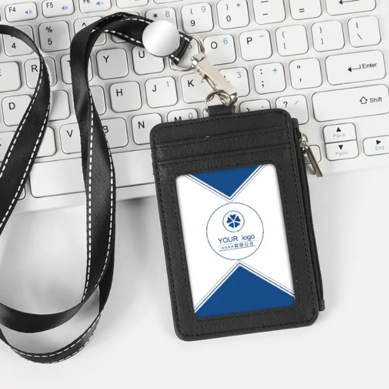 

Держатель удостоверения личности на ремешке с застежкой-молнией — многоразовый держатель бейджа, шейный ремешок для работы, школы, автобуса, бирки с именем