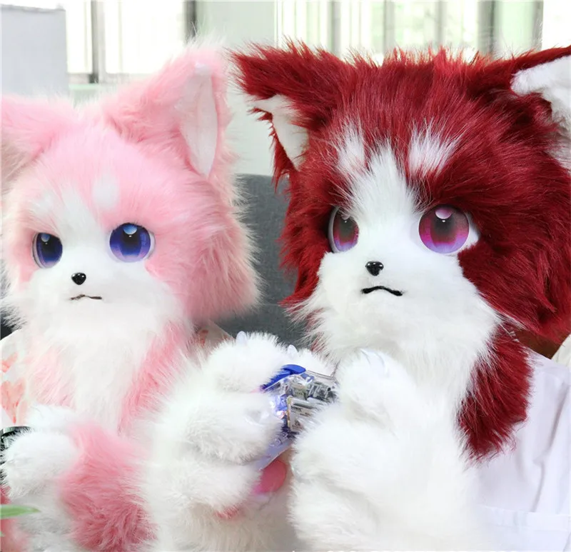 Nieuwe Roze Zwart Kleuren Harige Fursuit Hoofdmasker Pluche Dier Kat Vos Masker Kostuum Rekwisieten voor Halloween Cosplay Party Props Kids Gif