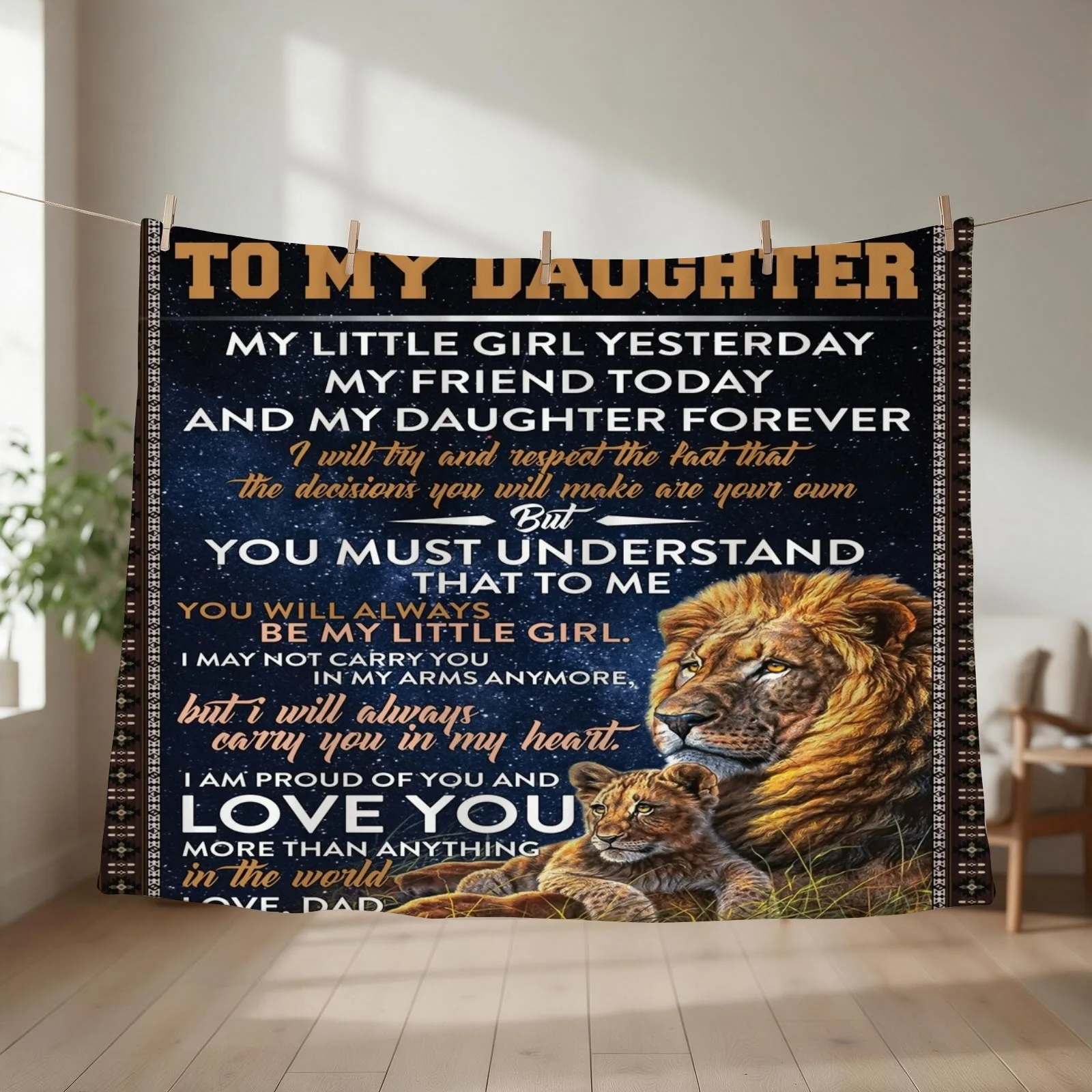to my daughter from dad - Lion dad to daughter Throw Blanket anime Baby Soft Beds Single Blankets