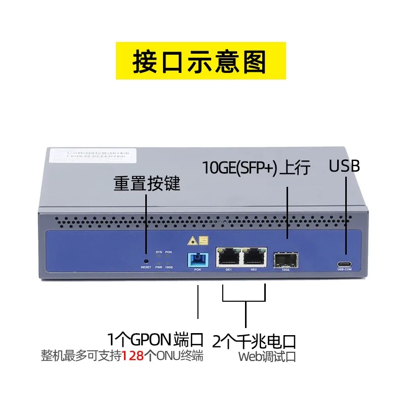 GPON OLT أحادي المنفذ مع رابط إرسال 10G يدعم 128 ONU متوافق مع Huawei ZTE Fiber ONU عملية مستقرة #2