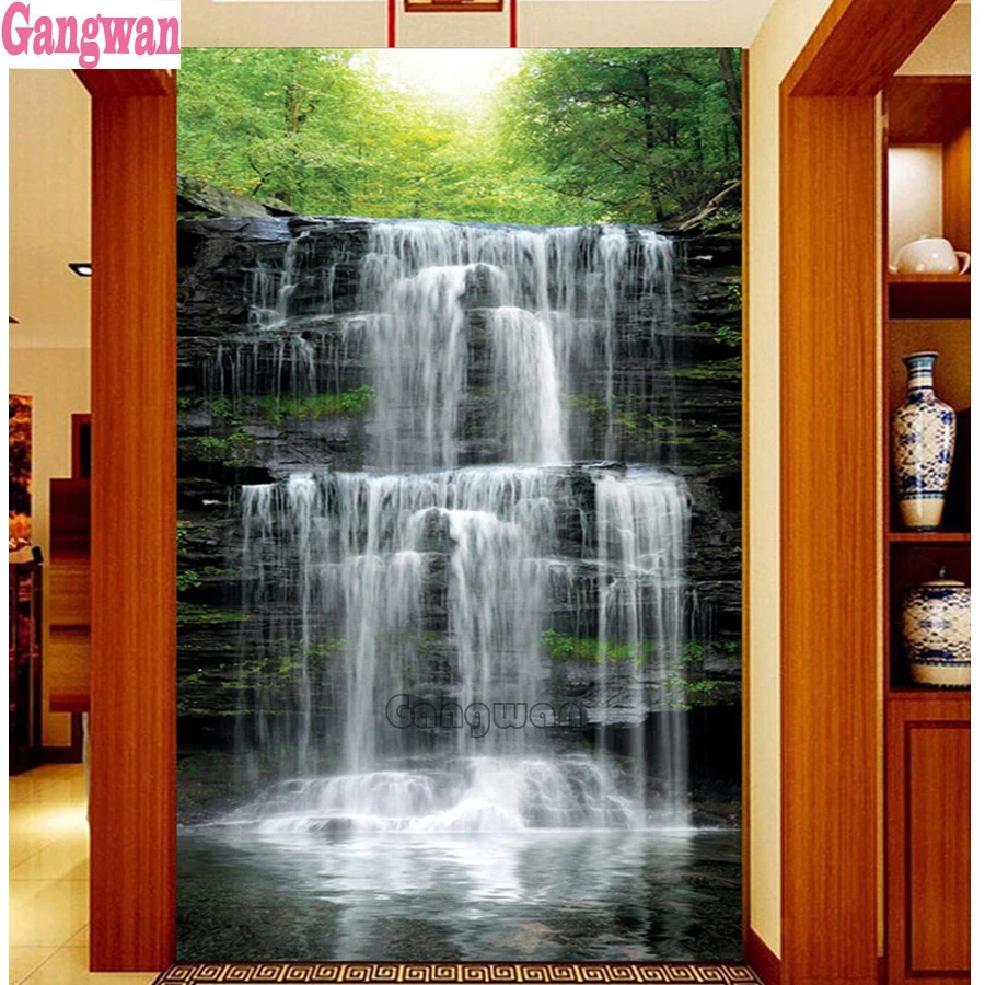 

Waterfall Landscape large size diy Diamond Painting Cross Stitch 5d Embroidery Mosaic feng shui Picture Decoration,natural view