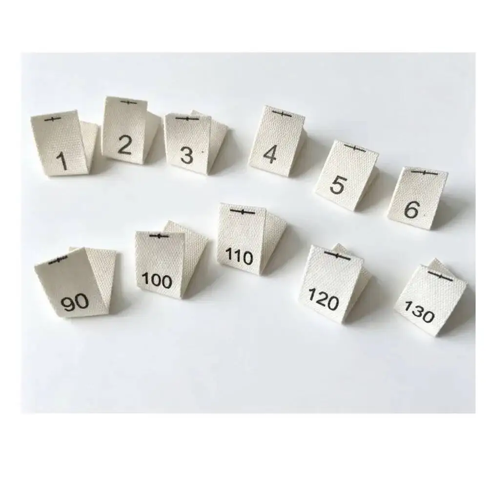 1000 Stück natürliche weiße Baumwoll-Größenetiketten für Kinderkleidung, anpassbar, 1 x 3 cm – Detail 2
